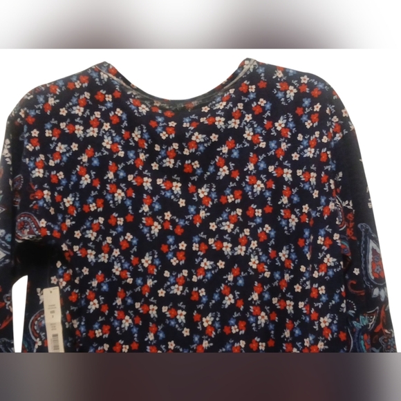 Westbound - NWT,  Blue Floral & Paisley Print Blouse, 3/4 Sleeves, Round... - Picture 8 of 10